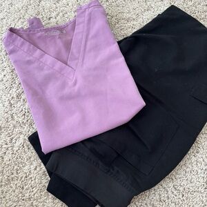Lilac and Black Women's Scrub set XXS-Tall
